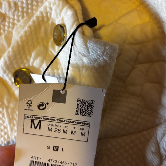 Zara off white quilted long sleeve high neck short dress NWT - Picture 9 of 15